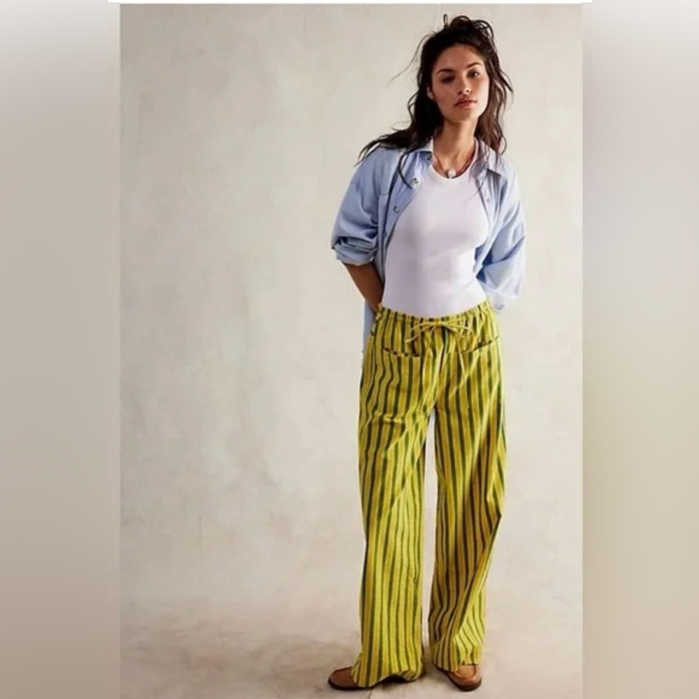Hudson Canyon Striped Pants - Green & Yellow